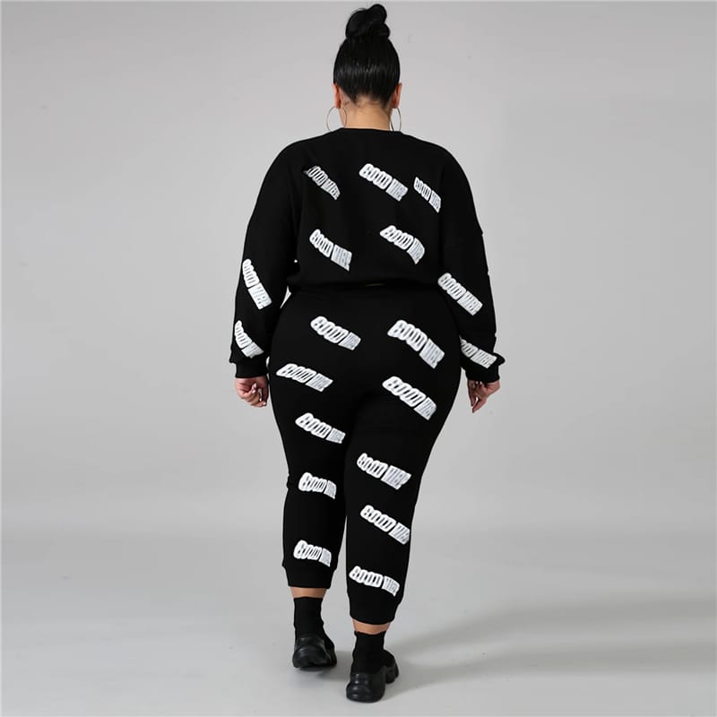 Ensemble Manches Longues Haut Et Pantalon Lettre Pinting - Chic&Shines