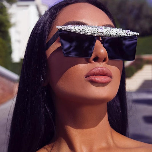 Lunettes de soleil grande monture décoration strass - Chic&Shines