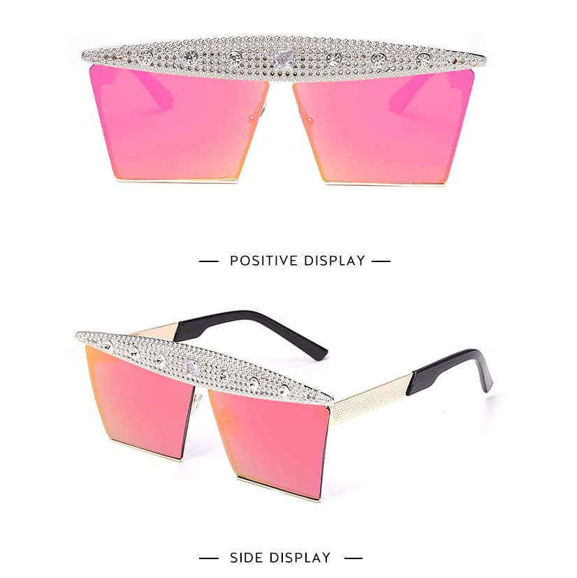 Lunettes de soleil grande monture décoration strass - Chic&Shines