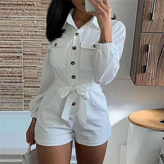 Combishort chemisier ceinturé été - Chic&Shines