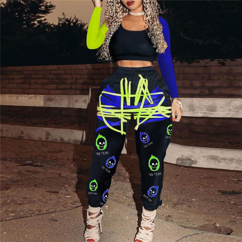 Pantalon de jogging contraste couleur Rayé - Chic&Shines