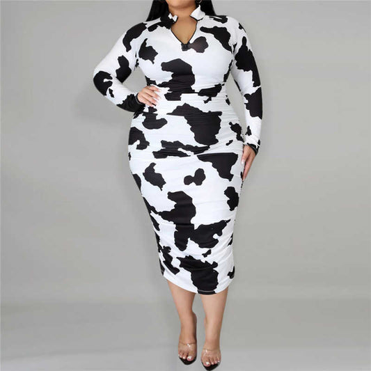 Robe longue col fermeture éclaire manches longues - Chic&Shines