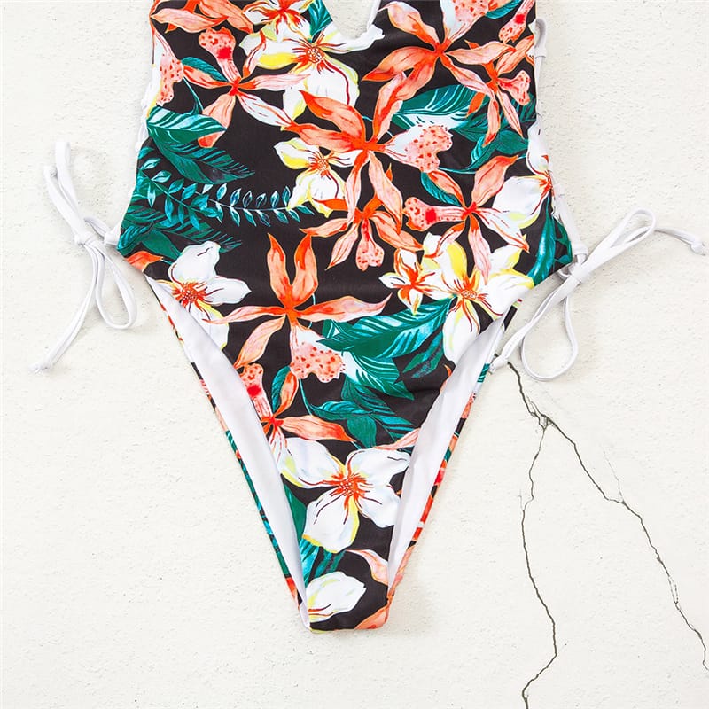 Maillot de bain sexy fleuri a lacet - Chic&Shines