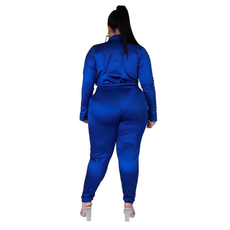 Ensemble Deux Pièces Col V Et Pantalon Couleur Unie - Chic&Shines