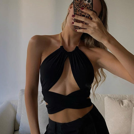 Haut dos nu sexy encolure à chaîne - Chic&Shines