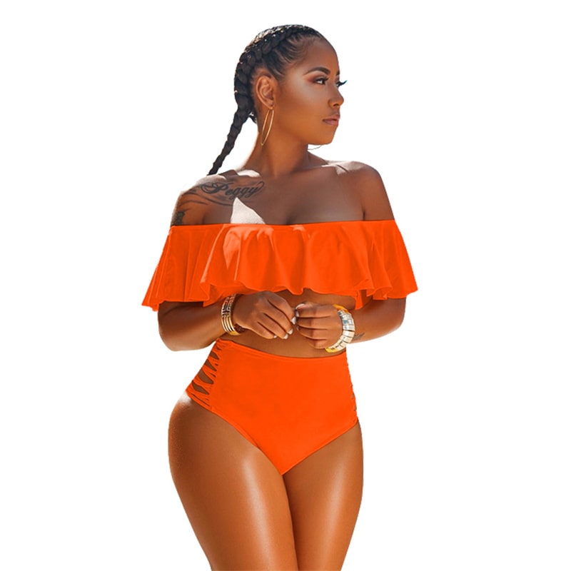 Maillots de bain 2 pièces haut bustier et culotte taille haute fente latérale - Chic&Shines