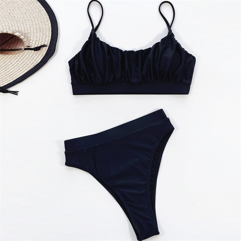 Maillots de bain a plis de couleur unie - Chic&Shines