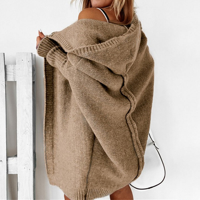Gilet cardigan ouvert manches longues à capuche - Chic&Shines