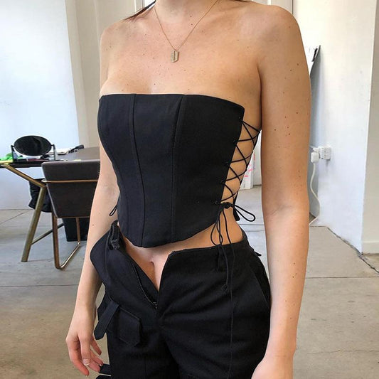 Haut tube irrégulier en bandage sans manches sexy