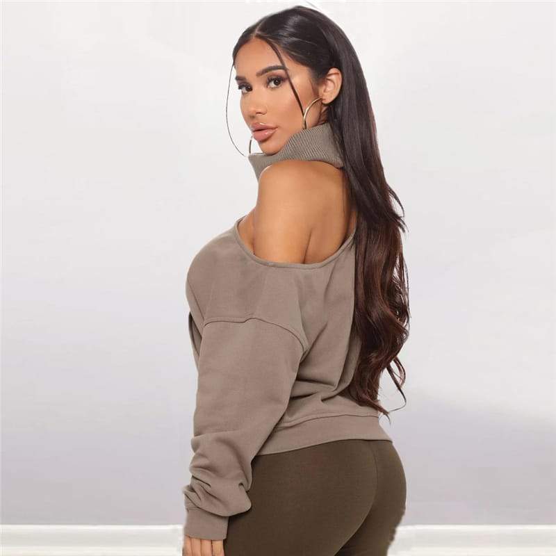 Sweat Sexy Cool Épaule Côte Tricot