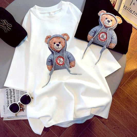 T-shirt Mignon Ours Imprimé Manches Courtes