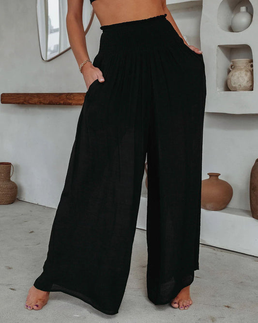 Pantalon coton taille haute ample - Chic&Shines