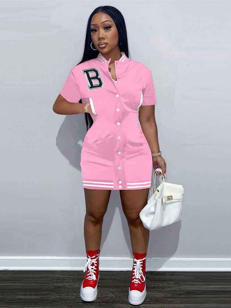 Robe courte baseball boutonnée devant - Chic&Shines