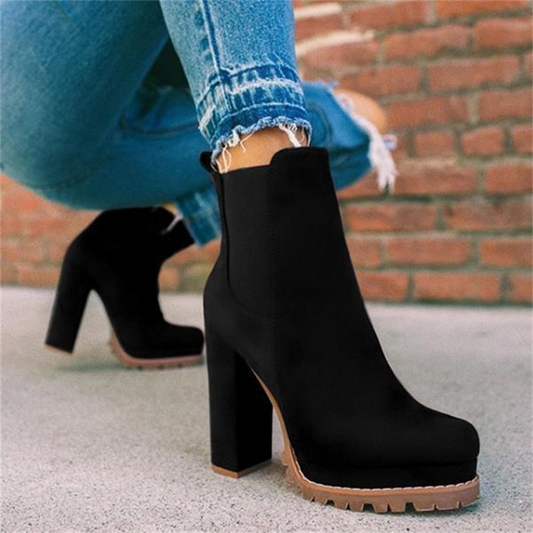Botte daim talons haut bloc - Chic&Shines