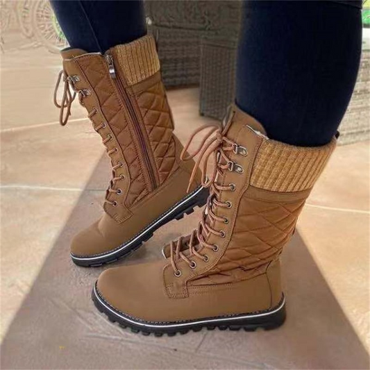 Bottes montante zippées à lacets couleur unie - Chic&Shines