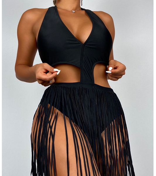 Maillot de bain une pièce jupe tassel - Chic&Shines