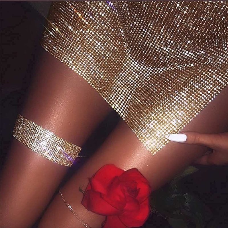 Chaîne de cuisse en strass brillant élastique - Chic&Shines