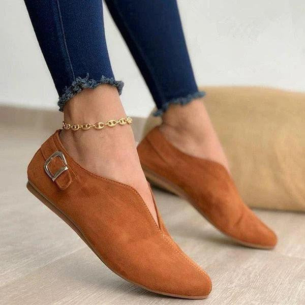 Chaussure plate dessus en V boucle talon - Chic&Shines