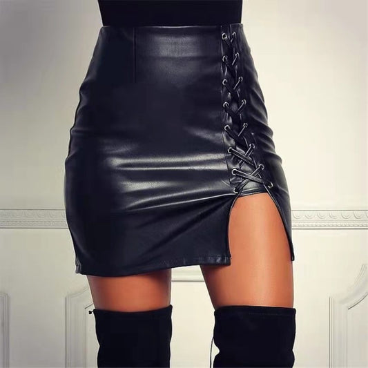Jupe courte simili cuir taille haute - Chic&Shines