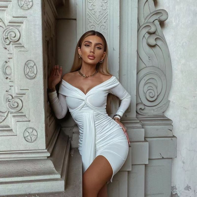 Robe courte bustier manches longues plissée - Chic&Shines