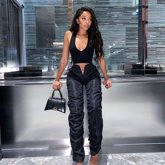 Pantalon plissé taille haute - Chic&Shines