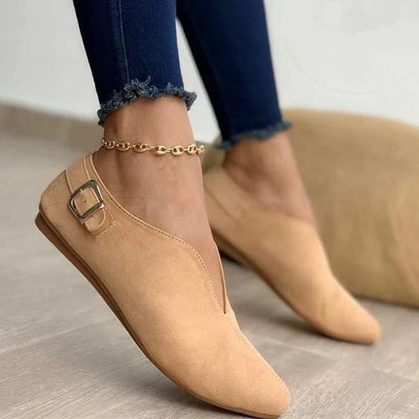 Chaussure plate dessus en V boucle talon - Chic&Shines
