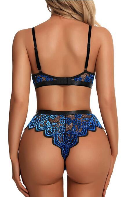 Ensemble soutien-gorge et panty en dentelle maille élastique transparente - Chic&Shines