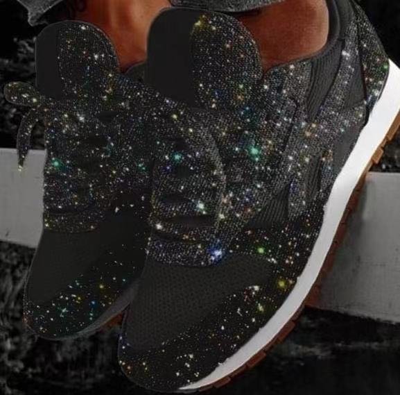 Baskets à plateforme avec paillettes et strass - Chic&Shines