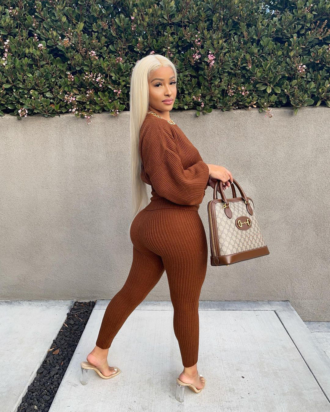 Ensemble pull manches longues gaine extensible et son legging assorti - Chic&Shines