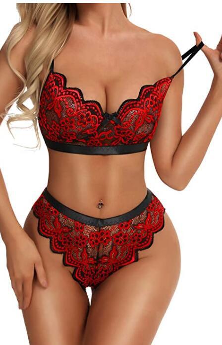 Ensemble soutien-gorge et panty en dentelle maille élastique transparente - Chic&Shines