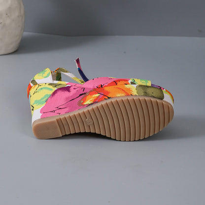 Chaussure compensée à bout ouvert multicolore - Chic&Shines