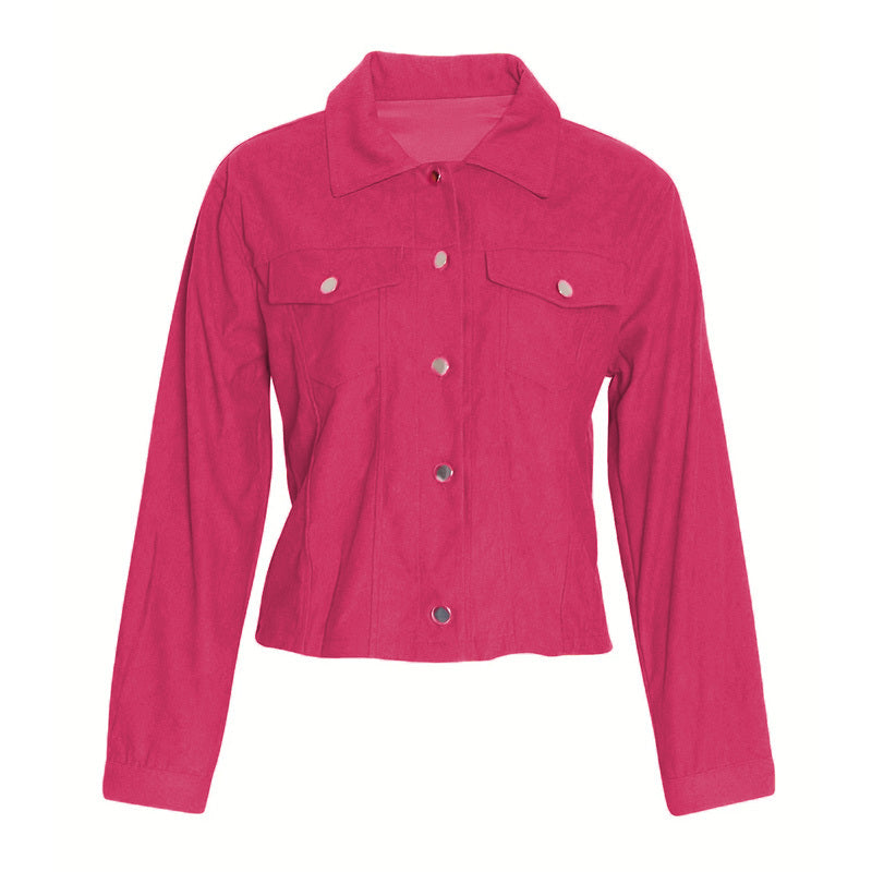 Veste boutonné avec poches manches longues en velours côtelé