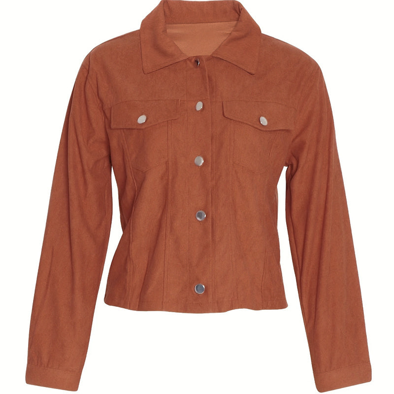 Veste boutonné avec poches manches longues en velours côtelé