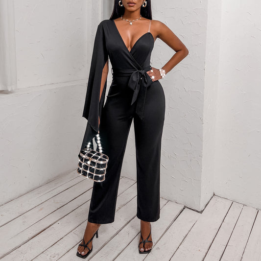 Jumpsuit with a one-shoulder neckline