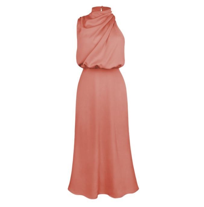 Robe longue col haut sans manches design