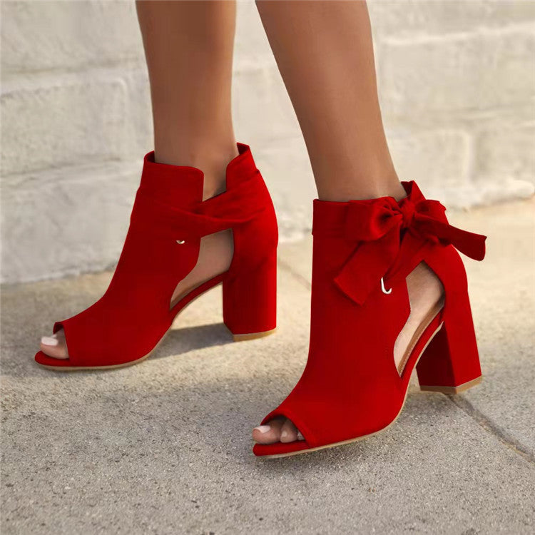 Chaussures à talon épais en daim