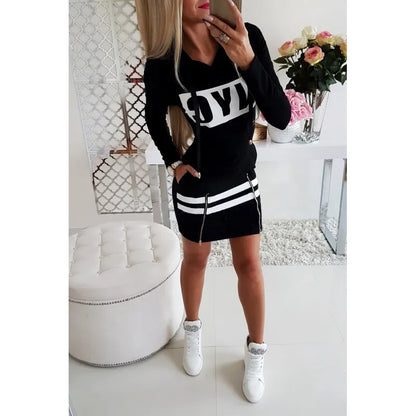 Robe sweat courte à capuche à double fermeture éclair - Chic&Shines