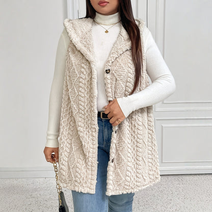 Gilet cardigan décontracté à capuche en peluche