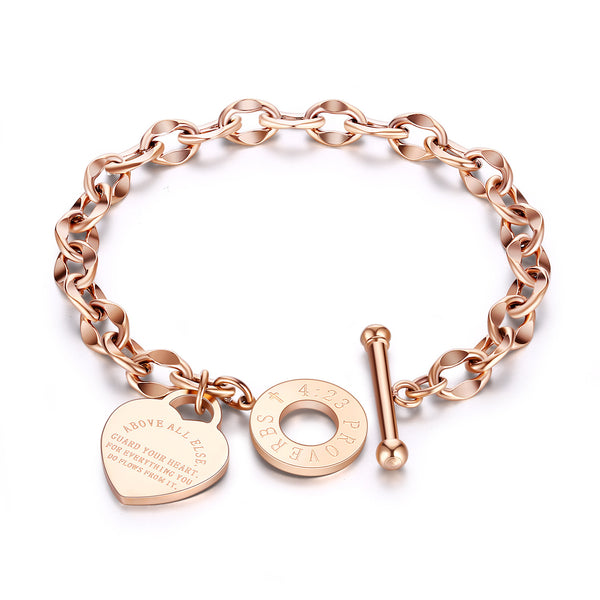 Bracelet pendentif cœur en acier titane