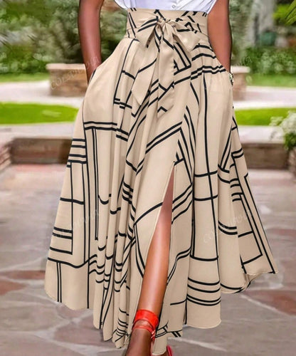 Jupe longue fendue taille haute à lacet - Chic&Shines