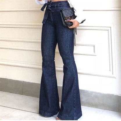 Pantalon évasé à lacets micro-élastiques - Chic&Shines