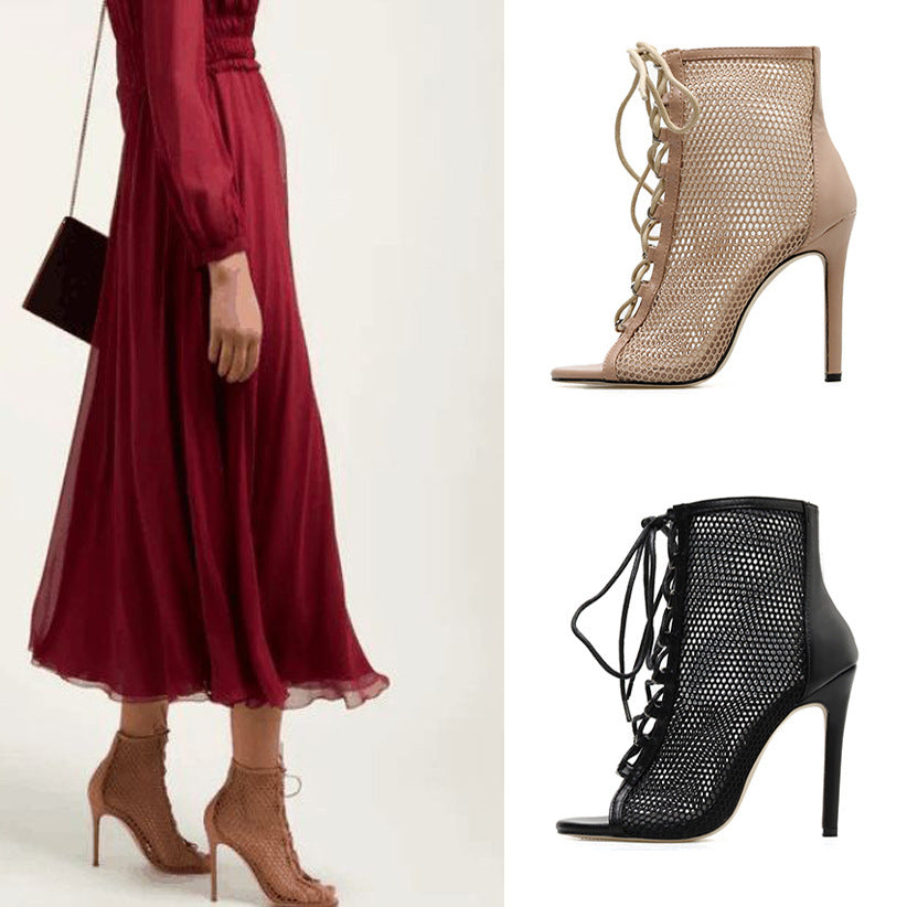 Talons hauts maille croisés à lacet - Chic&Shines