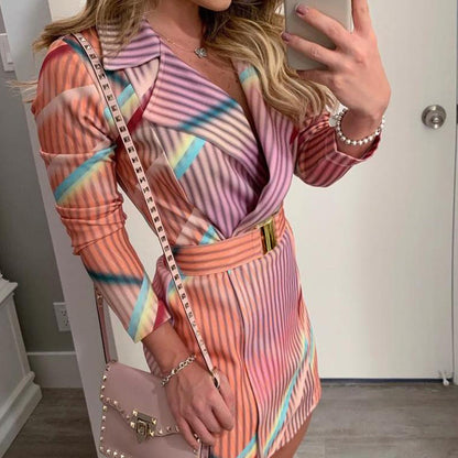 Robe courte sexy manches longues avec ceinture - Chic&Shines