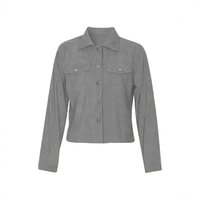 Veste boutonné avec poches manches longues en velours côtelé