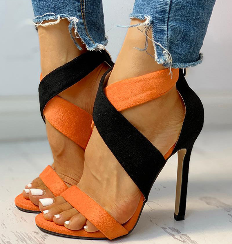 Talon haut ajourée multicolore