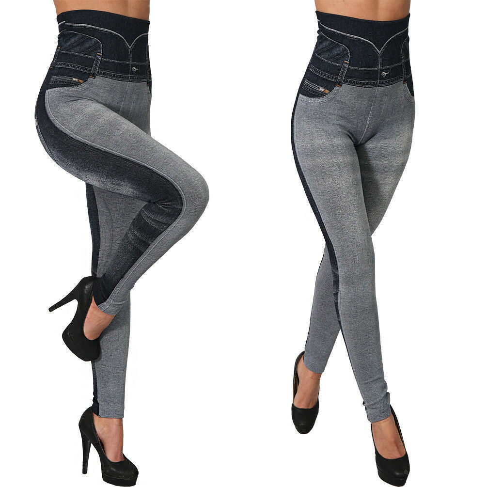 Leggings sans couture imitation jean