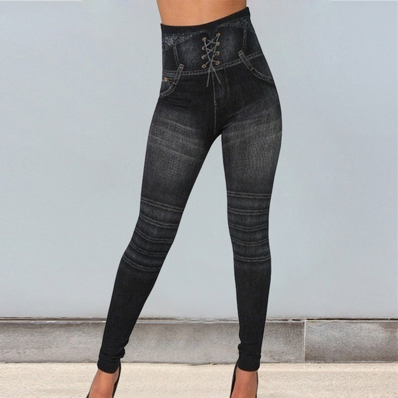 Leggings sans couture imitation jean