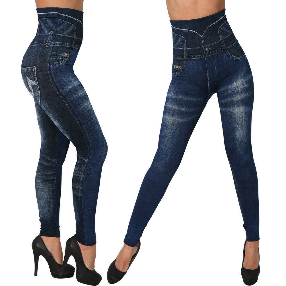Leggings sans couture imitation jean