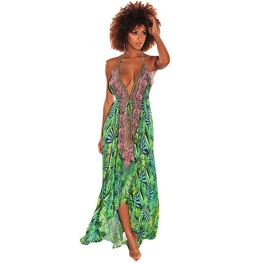 Robe Longue Licou Imprimé Floral Style Bohème - Chic&Shines