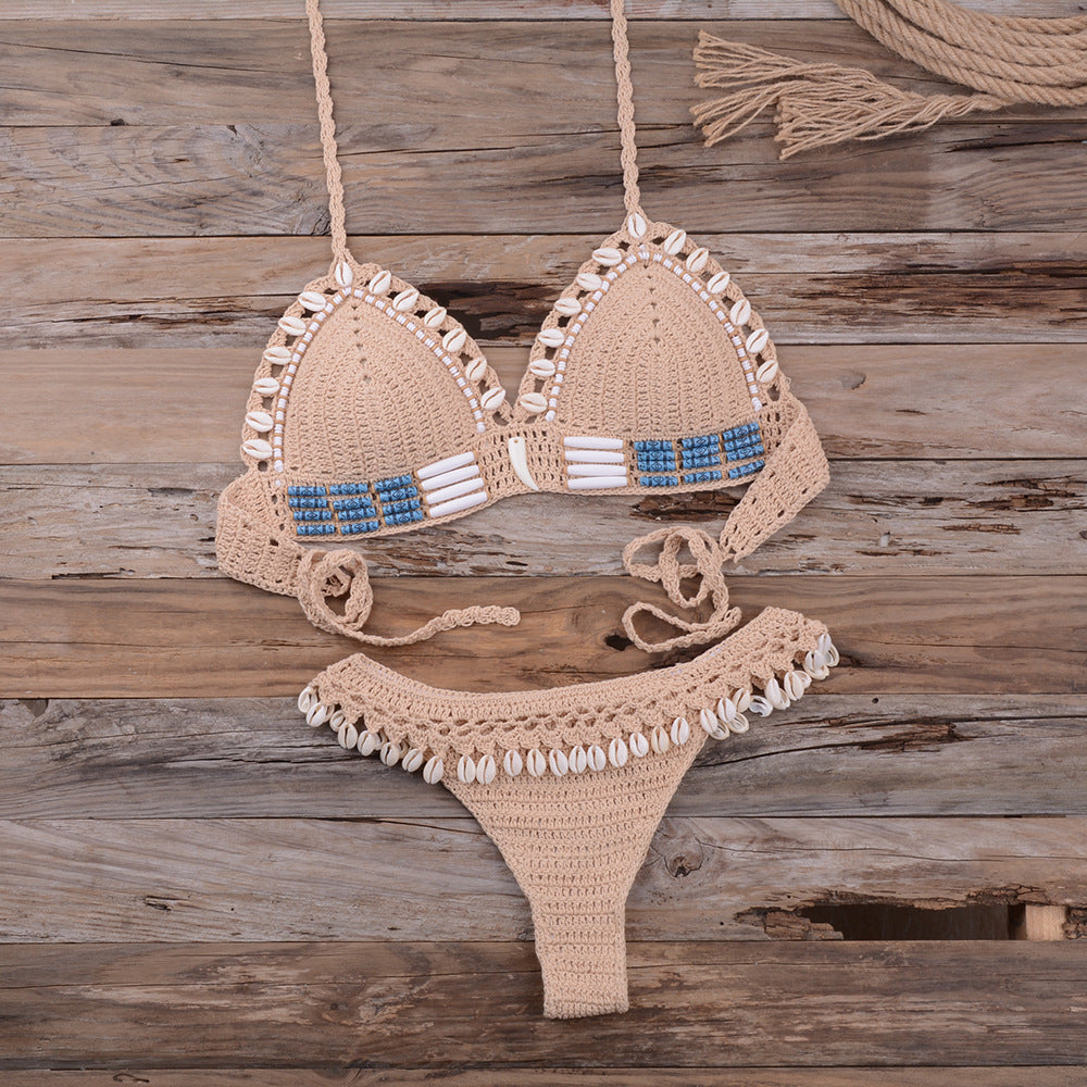 Maillot de bain 2 pièces tricot coquillage